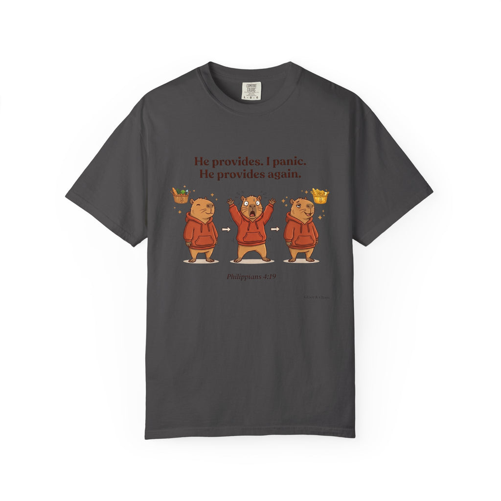 He provides. I Panic T-shirt