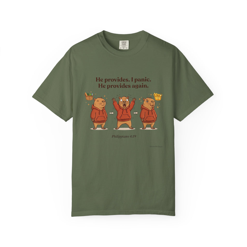 He provides. I Panic T-shirt