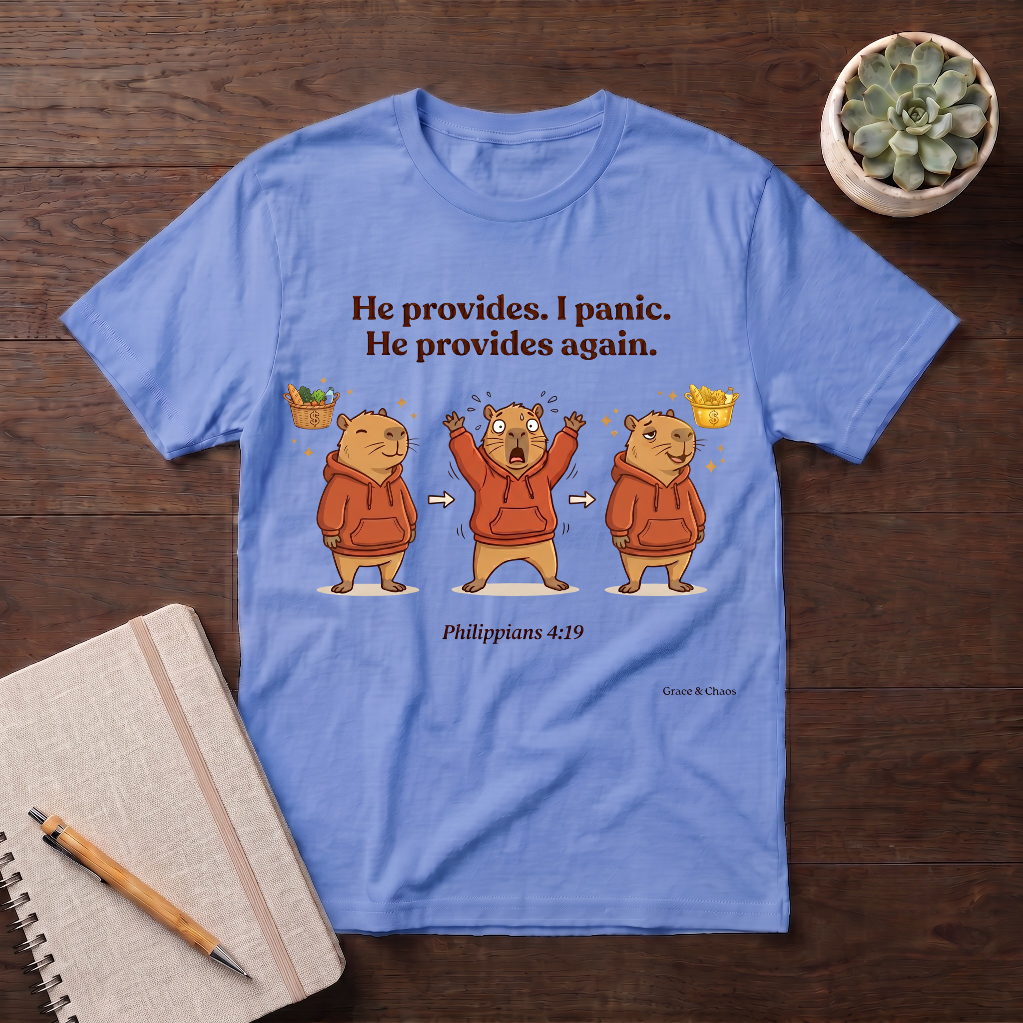 He provides. I Panic T-shirt