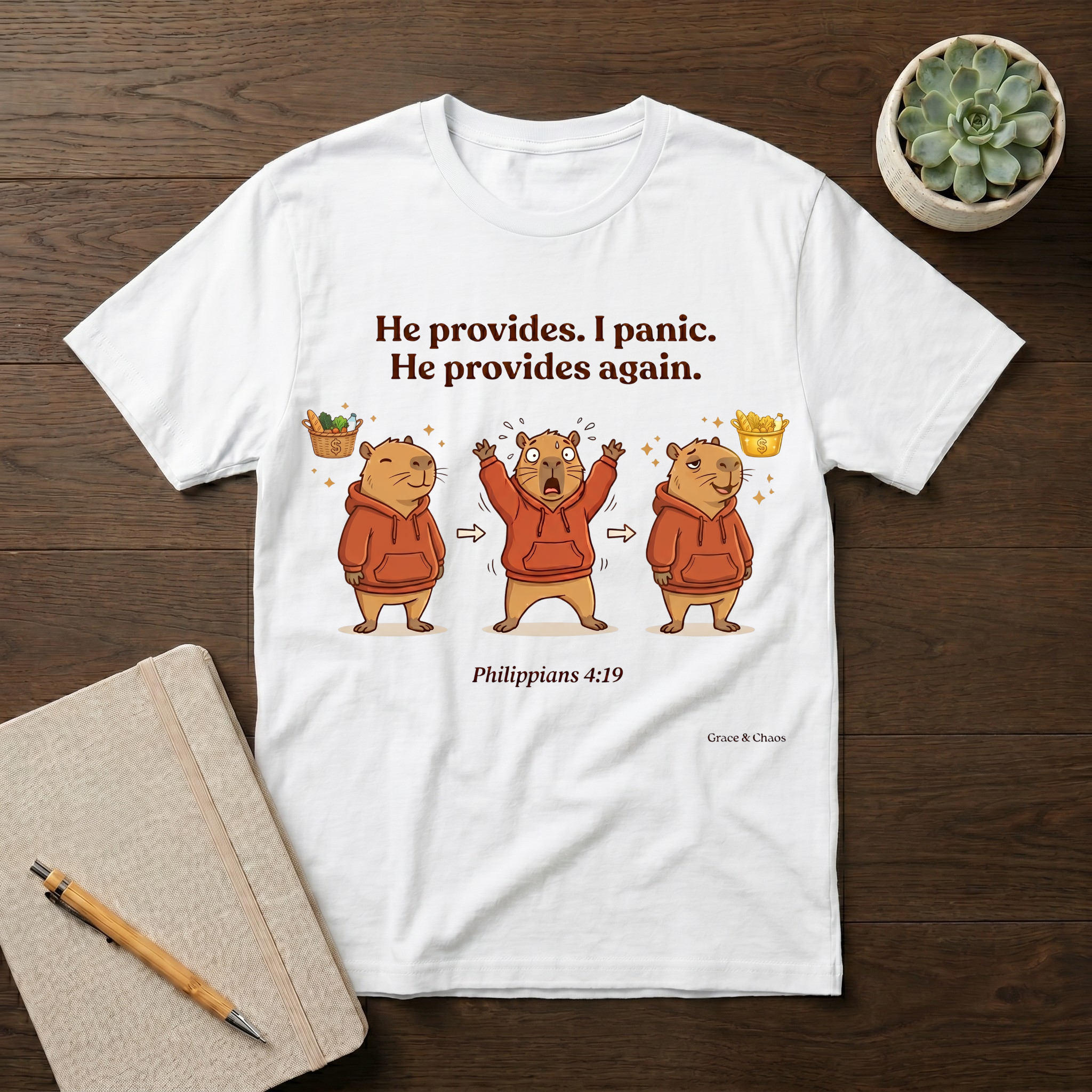 He provides. I Panic T-shirt